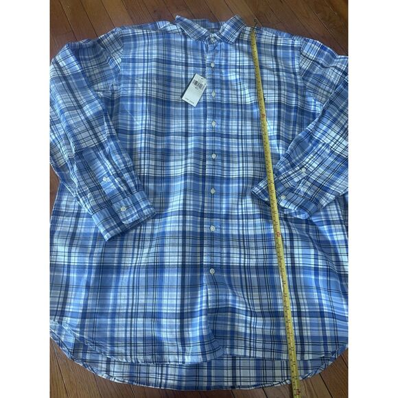 NWT Polo Ralph Lauren 2LT 2XL Tall Plaid Cotton LS Shirt Preppy Blue - Picture 5 of 6